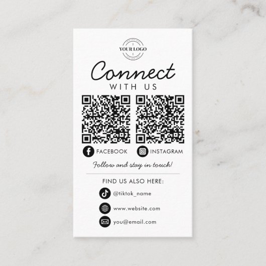 Maak contact met ons Social Media QR Code Company  Visitekaartje (Voorkant)