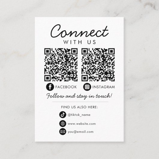 Maak contact met ons Social Media QR Code Company  Visitekaartje (Voorkant)