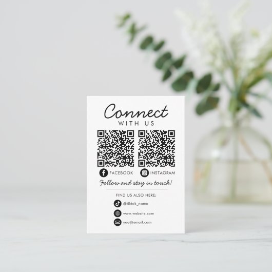 Maak contact met ons Social Media QR Code Company  Visitekaartje (Staand voorkant)
