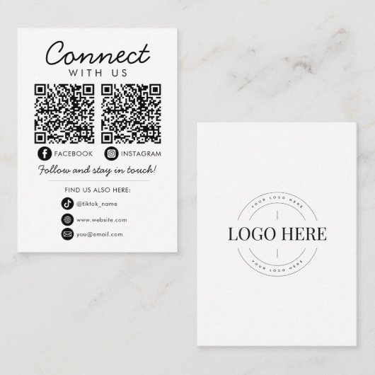 Maak contact met ons Social Media QR Code Company  Visitekaartje (Voorkant / Achterkant)