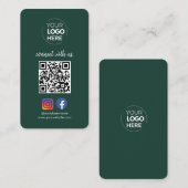 Maak contact met ons | Social Media QR Code Emeral Visitekaartje (Voorkant / Achterkant)