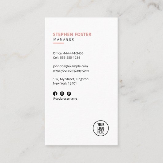 Maak contact met ons Social Media QR Code Logo whi Visitekaartje (Voorkant)