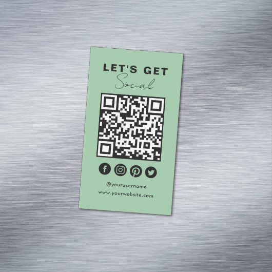 Maak contact met ons Social Media QR Code Modern G Magnetisch Visitekaartje (Voorbeeld)