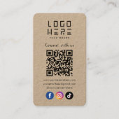 Maak contact met ons Social Media QR Code Modern R Visitekaartje (Voorkant)