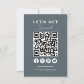 Maak contact met ons Social Media QR Code Navy Kaart (Voorkant)