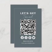 Maak contact met ons Social Media QR Code Navy Kaart (Voorkant / Achterkant)