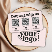 Maak contact met ons Social Media QR Code Pink Bus Visitekaartje