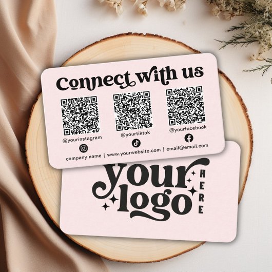 Maak contact met ons Social Media QR Code Pink Bus Visitekaartje