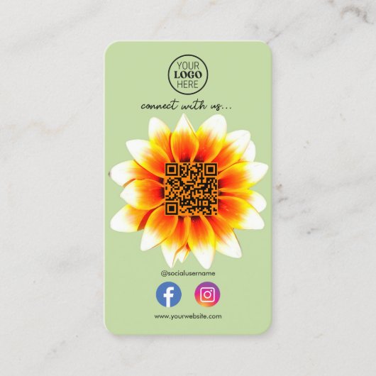 Maak contact met ons Social Media QR Code Retro Fl Visitekaartje (Voorkant)