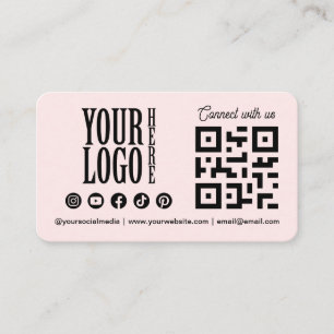 Maak contact met ons Social Media QR Code Roze Zak Visitekaartje