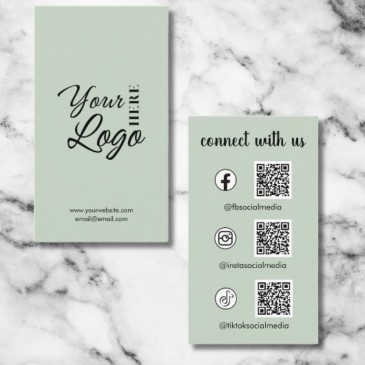 Maak contact met ons Social Media QR Code Sage Gre Visitekaartje
