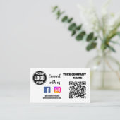 Maak contact met ons | Social Media QR Code White  Visitekaartje (Staand voorkant)