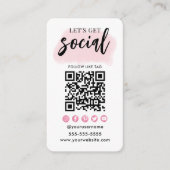 Maak contact met ons Social Media QR Code Wit Roze Informatiekaartje (Voorkant)