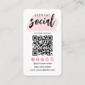 Maak contact met ons Social Media QR Code Wit Roze Visitekaartje (Voorkant)