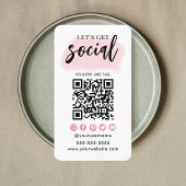 Maak contact met ons Social Media QR Code Wit Roze Visitekaartje