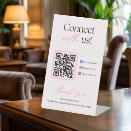 Maak contact met ons Social Media QR-code Zakelijk Reclamebord Met Voetstuk