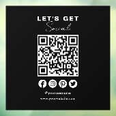 Maak contact met ons Social Media QR Code Zwart Raamsticker (Vel 3)