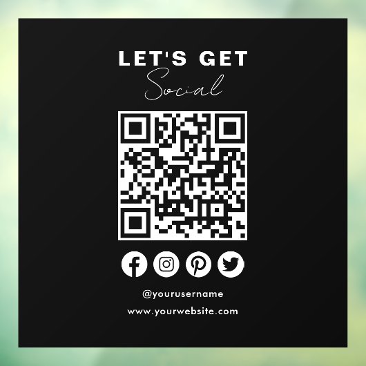 Maak contact met ons Social Media QR Code Zwart Raamsticker