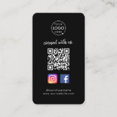 Maak contact met ons | Social Media QR Code Zwart Visitekaartje (Voorkant)