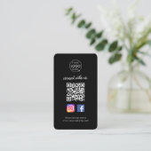 Maak contact met ons | Social Media QR Code Zwart Visitekaartje (Staand voorkant)