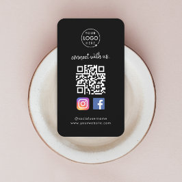 Maak contact met ons | Social Media QR Code Zwart Visitekaartje
