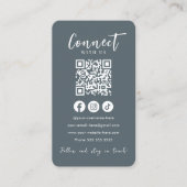 Maak contact met ons Social Media Soft Navy QR Cod Visitekaartje (Voorkant)