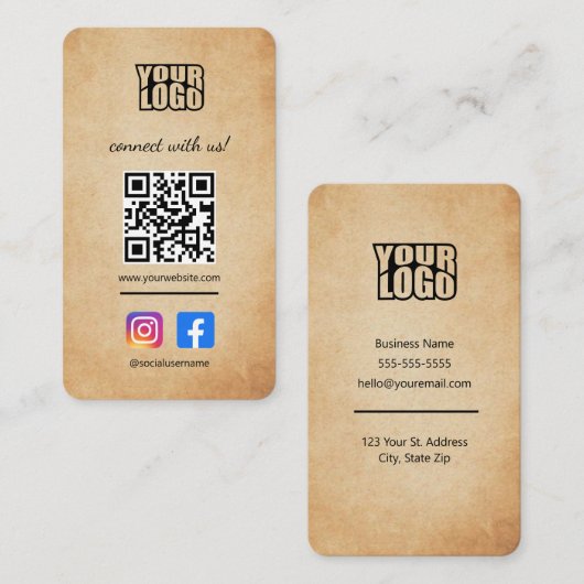 Maak contact met ons Visitekaartje via social medi (Voorkant / Achterkant)