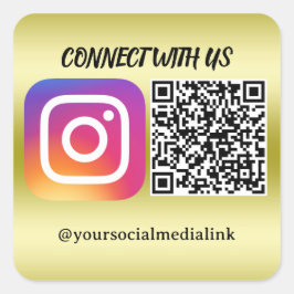 Maak contact met ons: Website & Instagram QR Code  Vierkante Sticker