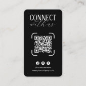 Maak contact met ons Zwart Wit QR Code Social Medi Visitekaartje (Voorkant)