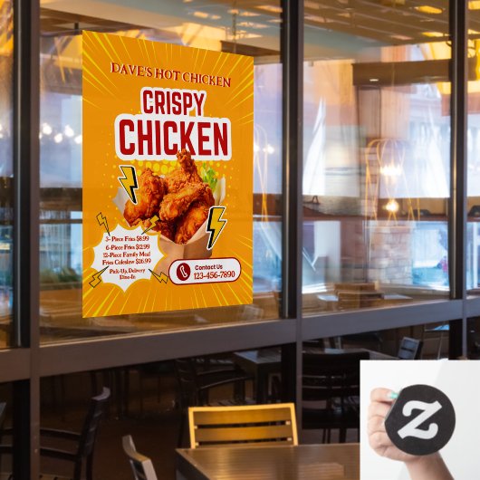 Maak Crispy Chicken Shop Prijs Menu Promo Aanpasba Raamsticker (Restaurant Raam)