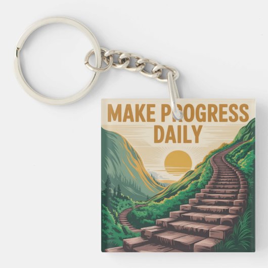 Maak dagelijks vooruitgang sleutelhanger (voorkant)