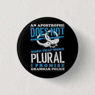Maak dat woord meervoud grammatica politie Engels  Ronde Button 3,2 Cm