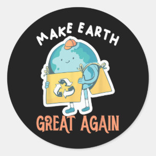 Maak de aarde weer geweldig Earth Day Planet Envir Ronde Sticker
