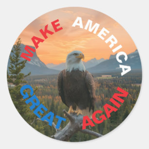 MAAK DE AMERIKAANSE GROTE EAGLE SUNRISE OPNIEUW RONDE STICKER