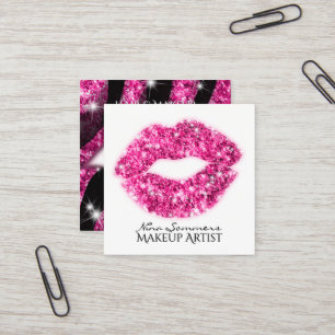 Maak de artiest warm roze lips Zebra afdrukken Vierkante Visitekaartje
