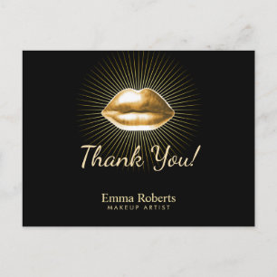 Maak de artistieke 3D Gold Lips Beauty Salon Dank  Briefkaart