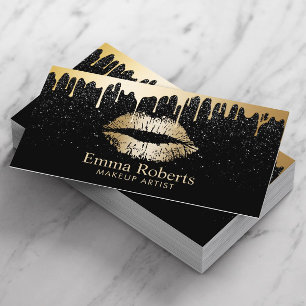 Maak de artistieke Gold Lips Gold Modern Black & G Visitekaartje