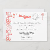 Maak de datum op in koraalroze en wit kaart (Voorkant)