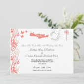 Maak de datum op in koraalroze en wit kaart (Staand voorkant)