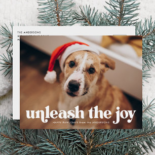 Maak de foto van de joy Dog los Feestdagenkaart