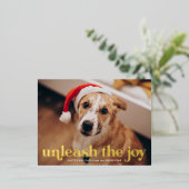 Maak de foto van de joy Dog los Folie Feestdagen Briefkaart (Staand Voorkant)