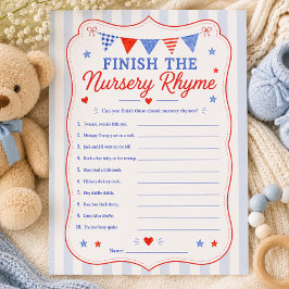 Maak de kinderrijmpjes baby shower game af kaart