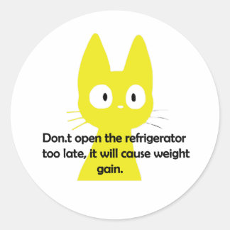 Maak de koelkast niet te laat open, ronde sticker