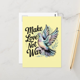 Maak de liefde niet oorlog vrede duif briefkaart