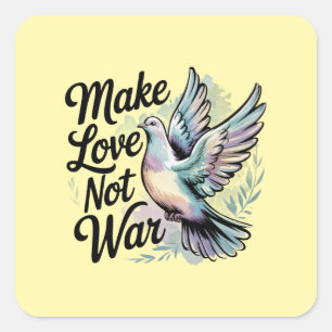 Maak de liefde niet oorlog vrede duif vierkante sticker