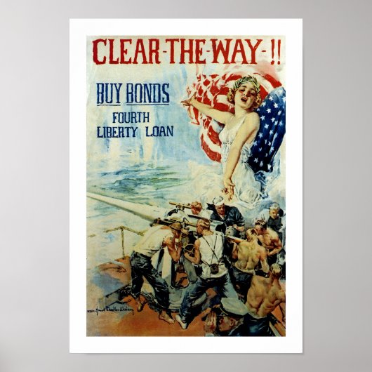 Maak de weg vrij! - 4de liberty-lening poster (Voorkant)