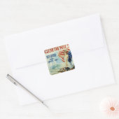 Maak de weg vrij! - 4de liberty-lening vierkante sticker (Envelop)