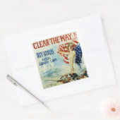 Maak de weg vrij! - 4de liberty-lening vierkante sticker (Envelop)