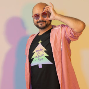 Maak de Yuletide Gay Pastel Rainbow T-shirt