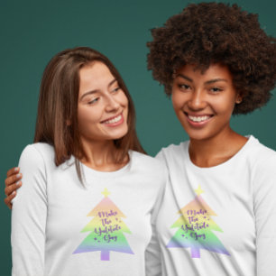 Maak de Yuletide Gay Pastel Regenboog T-shirt
